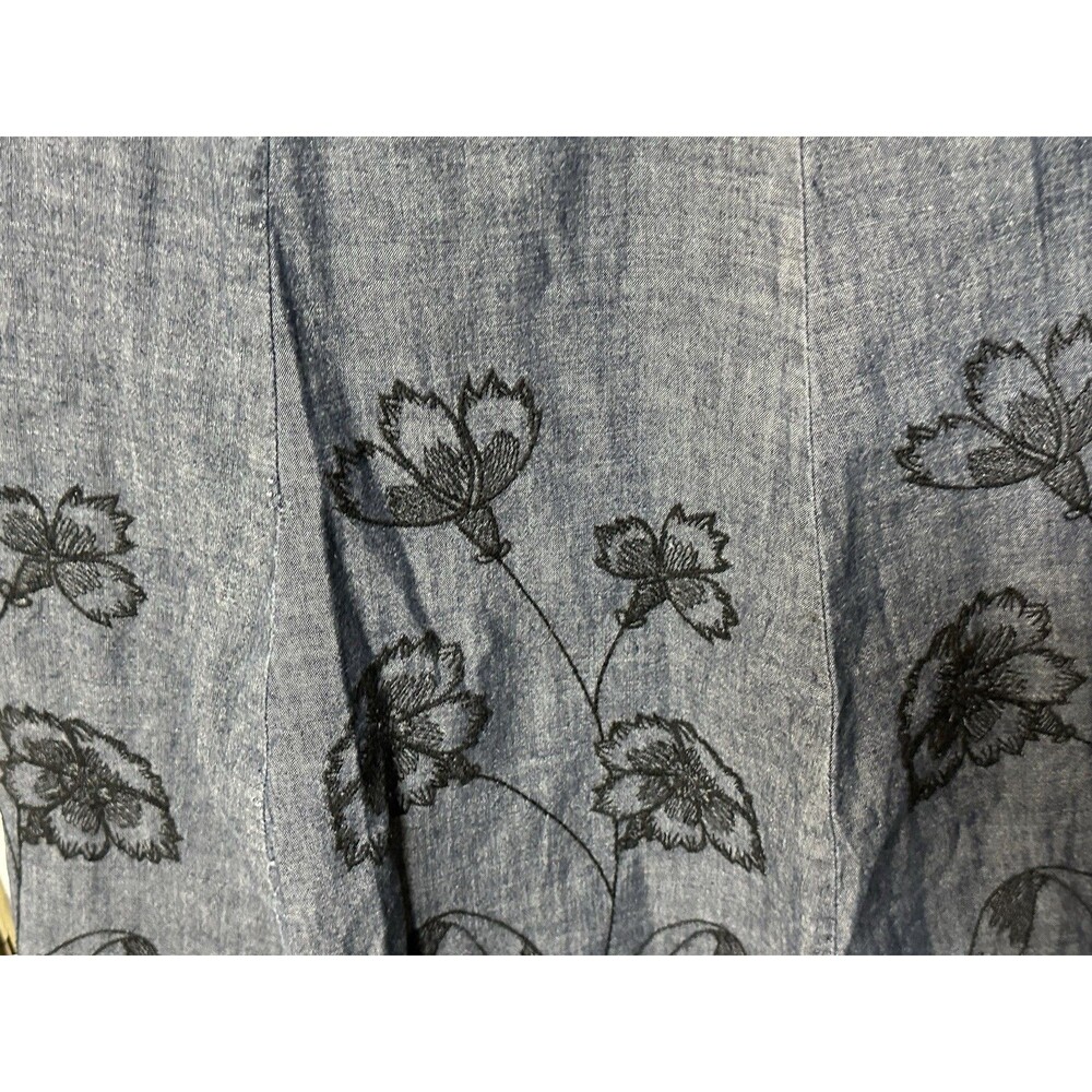 VGC J. Jill Floral Embroidered 100% Cotton A Line Midi Skirt Size 14Petite - Picture 6 of 14
